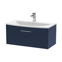 Hudson Reed Juno 800mm Wall Hung Single Drawer Vanity & Basin 4 Contemp Midnight Blue MFC Painted Matt 389x810x440mm - JJ Building Materials