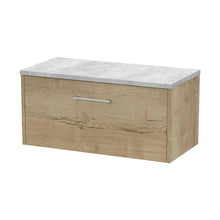 Hudson Reed Juno 800mm Wall Hung Single Drawer Vanity & Laminate Top Contemp Autumn Oak MFC Textured Woodgrain 381x805x390mm - JNU1825LBG - JJ Building Materials