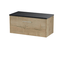 Hudson Reed Juno 800mm Wall Hung Single Drawer Vanity & Laminate Top Contemp Autumn Oak MFC Textured Woodgrain 381x805x390mm - JNU1825LSB - JJ Building Materials