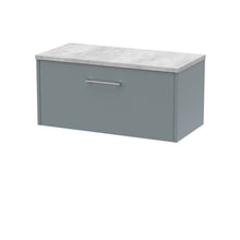 Hudson Reed Juno 800mm Wall Hung Single Drawer Vanity & Laminate Top Contemp Coastal Grey MFC Smooth Matt 381x805x390mm - JNU2325LBG - JJ Building Materials