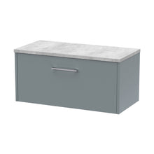 Hudson Reed Juno 800mm Wall Hung Single Drawer Vanity & Laminate Top Contemp Coastal Grey MFC Smooth Matt 381x805x390mm - JNU2325LBG - JJ Building Materials