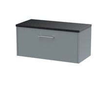 Hudson Reed Juno 800mm Wall Hung Single Drawer Vanity & Laminate Top Contemp Coastal Grey MFC Smooth Matt 381x805x390mm - JNU2325LSB - JJ Building Materials