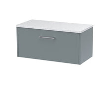 Hudson Reed Juno 800mm Wall Hung Single Drawer Vanity & Laminate Top Contemp Coastal Grey MFC Smooth Matt 381x805x390mm - JNU2325LSW - JJ Building Materials