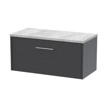 Hudson Reed Juno 800mm Wall Hung Single Drawer Vanity & Laminate Top Contemp Graphite Grey Woodgrain MFC Textured Woodgrain 381x805x390mm - JNU2225LBG - JJ Building Materials