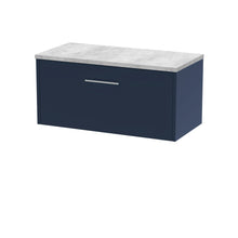 Hudson Reed Juno 800mm Wall Hung Single Drawer Vanity & Laminate Worktop Contemp Midnight Blue MFC Painted Matt 381x805x390mm - JNU2925LBG - JJ Building Materials