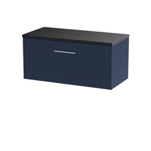 Hudson Reed Juno 800mm Wall Hung Single Drawer Vanity & Laminate Worktop Contemp Midnight Blue MFC Painted Matt 381x805x390mm - JNU2925LSB - JJ Building Materials