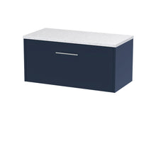 Hudson Reed Juno 800mm Wall Hung Single Drawer Vanity & Laminate Worktop Contemp Midnight Blue MFC Painted Matt 381x805x390mm - JNU2925LSW - JJ Building Materials