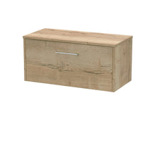 Hudson Reed Juno 800mm Wall Hung Single Drawer Vanity & Worktop Contemp Autumn Oak MFC Textured Woodgrain 377x805x390mm - JJ Building Materials