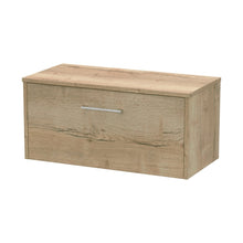 Hudson Reed Juno 800mm Wall Hung Single Drawer Vanity & Worktop Contemp Autumn Oak MFC Textured Woodgrain 377x805x390mm - JJ Building Materials