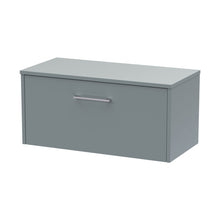 Hudson Reed Juno 800mm Wall Hung Single Drawer Vanity & Worktop Contemp Coastal Grey MFC Smooth Matt 377x805x390mm - JJ Building Materials