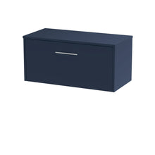 Hudson Reed Juno 800mm Wall Hung Single Drawer Vanity & Worktop Contemp Midnight Blue MFC Painted Matt 377x805x390mm - JJ Building Materials