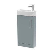Hudson Reed Juno Compact 440mm Floor Standing 1 Door Unit & 1th Basin Lh Contemp Coastal Grey MFC Smooth Matt 923x450x220mm - JJ Building Materials