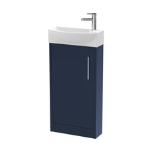 Hudson Reed Juno Compact 440mm Floor Standing 1-door Unit & 1th Basin Lh Contemp Midnight Blue MFC Painted Matt 923x450x220mm - JJ Building Materials