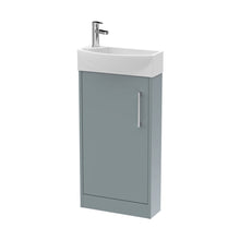 Hudson Reed Juno Compact 440mm Floor Standing 1 Door Unit & 1th Basin Rh Contemp Coastal Grey MFC Smooth Matt 923x450x220mm - JJ Building Materials