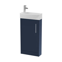 Hudson Reed Juno Compact 440mm Floor Standing 1-door Unit & 1th Basin Rh Contemp Midnight Blue MFC Painted Matt 923x450x220mm - JJ Building Materials