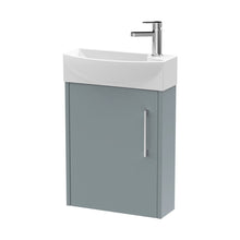 Hudson Reed Juno Compact 440mm Wall Hung 1 Door Unit & 1th Basin Lh Contemp Coastal Grey MFC Smooth Matt 479x450x220mm - JJ Building Materials