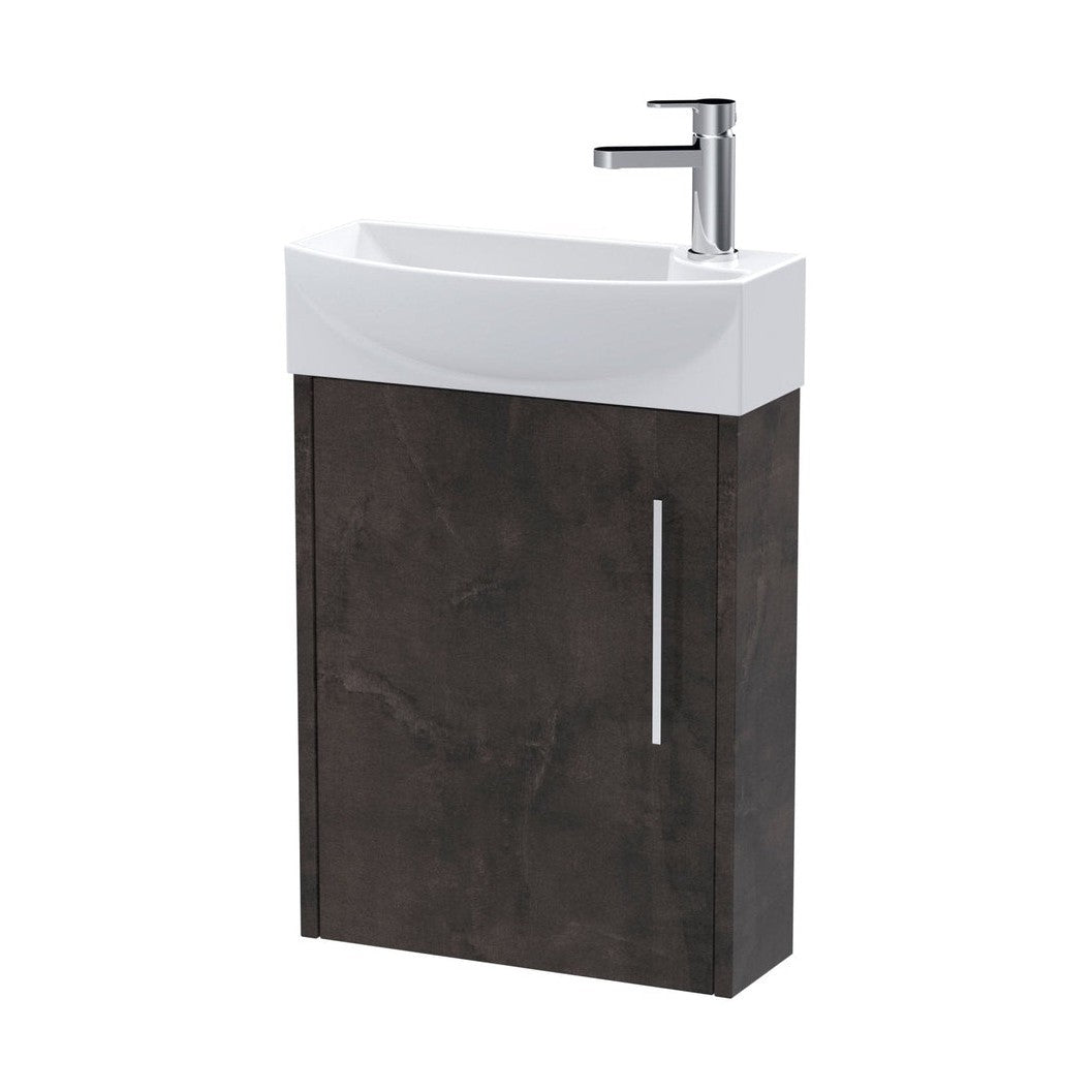 Hudson Reed Juno Compact 440mm Wall Hung 1 Door Unit & 1th Basin Lh Contemp Metallic Slate MFC Textured Matt 659x450x220mm - JJ Building Materials