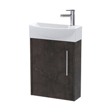 Hudson Reed Juno Compact 440mm Wall Hung 1 Door Unit & 1th Basin Lh Contemp Metallic Slate MFC Textured Matt 659x450x220mm - JJ Building Materials