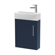 Hudson Reed Juno Compact 440mm Wall Hung 1-door Unit & 1th Basin Lh Contemp Midnight Blue MFC Painted Matt 659x450x220mm - JJ Building Materials