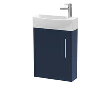 Hudson Reed Juno Compact 440mm Wall Hung 1 - door Unit & 1th Basin Lh Contemp Midnight Blue MFC Painted Matt 659x450x220mm - JJ Building Materials