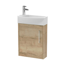 Hudson Reed Juno Compact 440mm Wall Hung 1 Door Unit & 1th Basin Rh Contemp Autumn Oak MFC Textured Woodgrain 479x450x220mm - JJ Building Materials