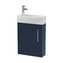 Hudson Reed Juno Compact 440mm Wall Hung 1-door Unit & 1th Basin Rh Contemp Midnight Blue MFC Painted Matt 659x450x220mm - JJ Building Materials