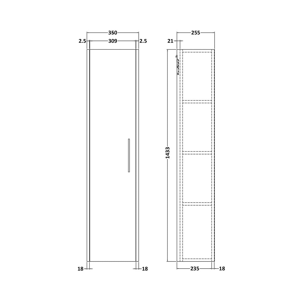 Hudson Reed Juno Wall Hung 350mm Tall Unit Contemp Metallic Slate MFC Textured Matt 1433x350x255mm - JJ Building Materials
