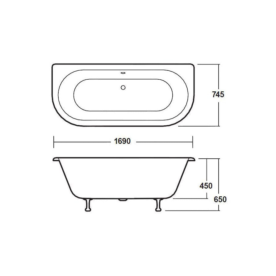 Hudson Reed Kenton Freestanding Bath - Pride Leg Set (1700mm) Trad White Acrylic - JJ Building Materials