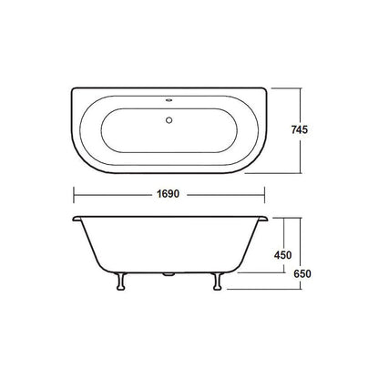 Hudson Reed Kenton Freestanding Bath - Pride Leg Set (1700mm) Trad White Acrylic - JJ Building Materials