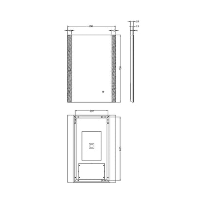 Hudson Reed Led Touch Sensor 700 X 500 Ambient Mirror Contemp Silver Aluminium 700x500x30mm - LQ601 - JJ Building Materials