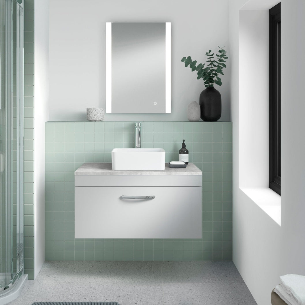 Hudson Reed Led Touch Sensor 700 X 500 Ambient Mirror Contemp Silver Aluminium 700x500x30mm - LQ601 - JJ Building Materials