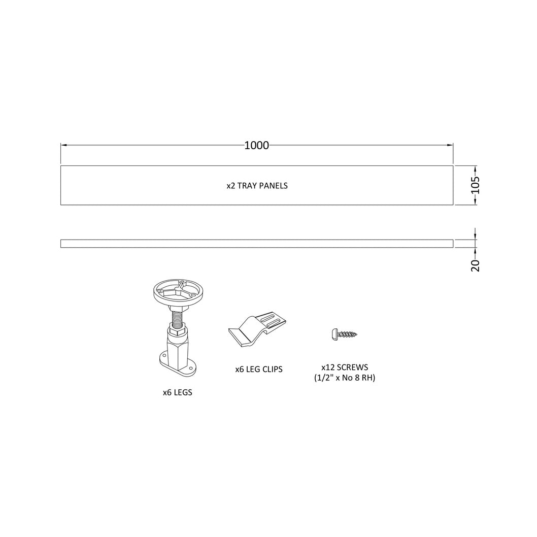 Hudson Reed Leg Sets And Plinths Leg Set & Plinth Kit (1000 Plinth X 2) Contemp European White Abs 12x105x12mm - JJ Building Materials