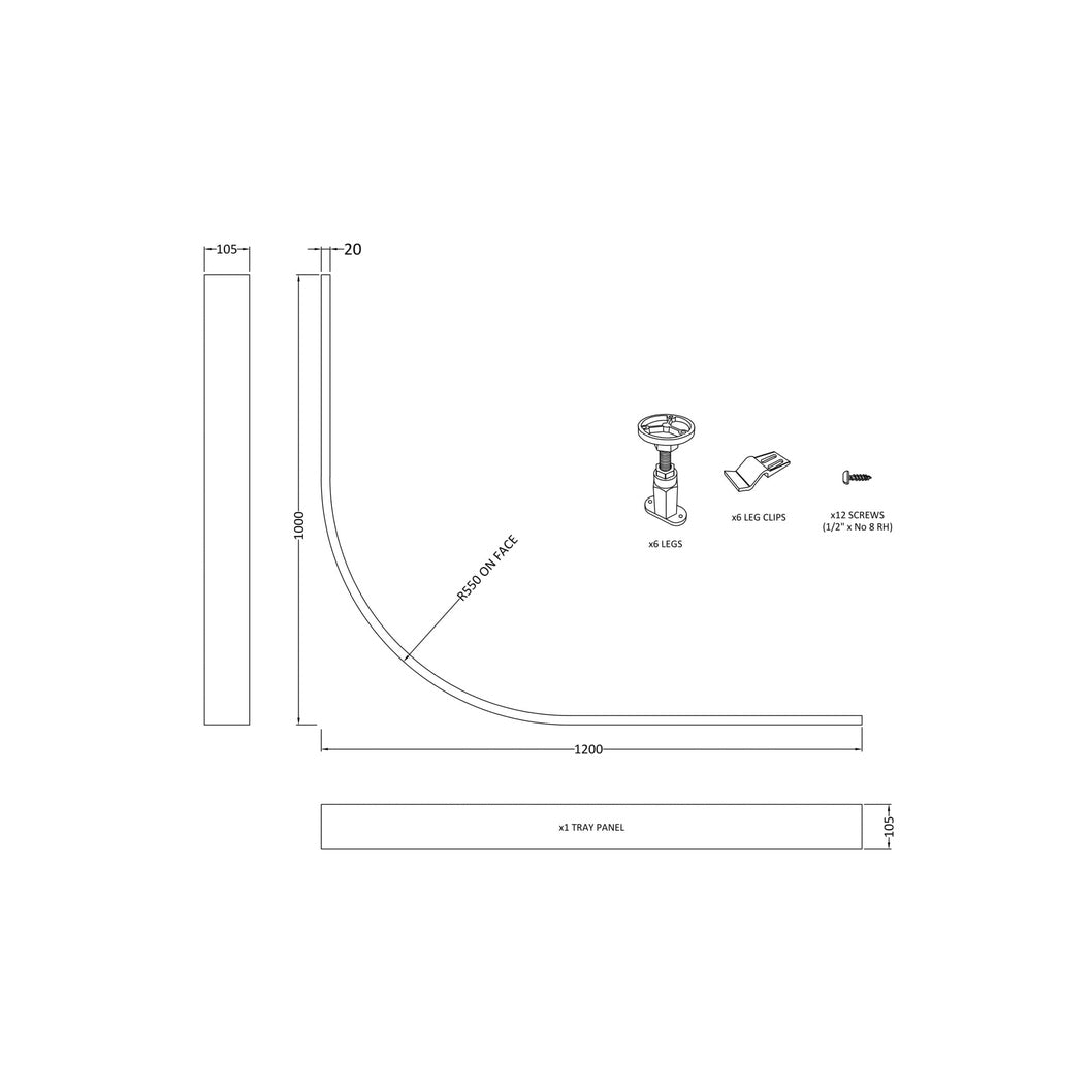 Hudson Reed Leg Sets And Plinths Leg Set & Plinth Kit (900x900 Curved Plinth) Contemp White Abs 12x1000x12mm - JJ Building Materials