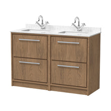 Hudson Reed Lille 1200mm Floor Standing 4-drawer Vanity With Marble Worktop Basin Contemp Antique Oak MFC Textured Woodgrain,vitreous China 878x1220x470mm - JJ Building Materials