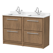 Hudson Reed Lille 1200mm Floor Standing 4 - drawer Vanity With Marble Worktop Basin Contemp Antique Oak MFC Textured Woodgrain,vitreous China 878x1220x470mm - JJ Building Materials