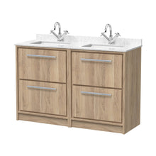 Hudson Reed Lille 1200mm Floor Standing 4-drawer Vanity With Marble Worktop Basin Contemp Bleached Oak MFC Textured Woodgrain,vitreous China 878x1220x470mm - JJ Building Materials