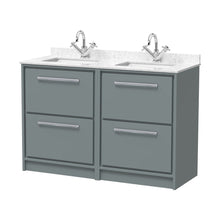 Hudson Reed Lille 1200mm Floor Standing 4-drawer Vanity With Marble Worktop Basin Contemp Coastal Grey MFC Smooth Matt,vitreous China 878x1220x470mm - JJ Building Materials