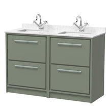 Hudson Reed Lille 1200mm Floor Standing 4 - drawer Vanity With Marble Worktop Basin Contemp Fern Green MFC Smooth Matt,vitreous China 878x1220x470mm - JJ Building Materials
