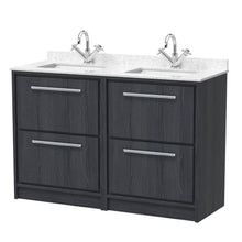 Hudson Reed Lille 1200mm Floor Standing 4 - drawer Vanity With Marble Worktop Basin Contemp Graphite Grey Woodgrain MFC Textured Woodgrain,vitreous China 878x1220x470mm - JJ Building Materials