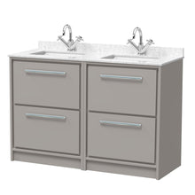 Hudson Reed Lille 1200mm Floor Standing 4 - drawer Vanity With Marble Worktop Basin Contemp Pebble Grey MFC Smooth Matt,vitreous China 878x1220x470mm - JJ Building Materials