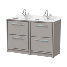 Hudson Reed Lille 1200mm Floor Standing 4-drawer Vanity With Marble Worktop Basin Contemp Pebble Grey MFC Smooth Matt,vitreous China 878x1220x470mm - JJ Building Materials