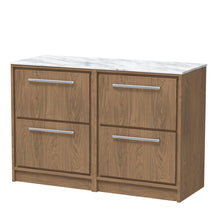 Hudson Reed Lille 1200mm Floor Standing 4 - drawer Vanity With Marble Worktop Contemp Antique Oak MFC Textured Woodgrain,natural Marble 818x1210x460mm - LIL2733CMT2 - JJ Building Materials