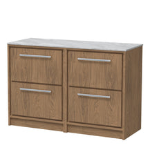 Hudson Reed Lille 1200mm Floor Standing 4 - drawer Vanity With Marble Worktop Contemp Antique Oak MFC Textured Woodgrain,natural Marble 818x1210x460mm - LIL2733GMT2 - JJ Building Materials