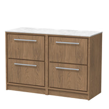 Hudson Reed Lille 1200mm Floor Standing 4 - drawer Vanity With Marble Worktop Contemp Antique Oak MFC Textured Woodgrain,natural Marble 818x1210x460mm - LIL2733WMT2 - JJ Building Materials