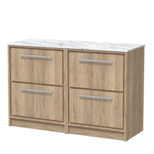 Hudson Reed Lille 1200mm Floor Standing 4 - drawer Vanity With Marble Worktop Contemp Bleached Oak MFC Textured Woodgrain,natural Marble 818x1210x460mm - LIL3033CMT2 - JJ Building Materials