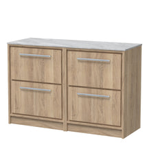 Hudson Reed Lille 1200mm Floor Standing 4 - drawer Vanity With Marble Worktop Contemp Bleached Oak MFC Textured Woodgrain,natural Marble 818x1210x460mm - LIL3033GMT2 - JJ Building Materials