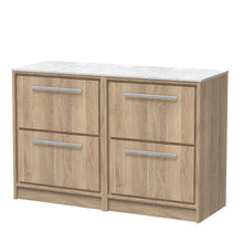 Hudson Reed Lille 1200mm Floor Standing 4 - drawer Vanity With Marble Worktop Contemp Bleached Oak MFC Textured Woodgrain,natural Marble 818x1210x460mm - LIL3033WMT2 - JJ Building Materials