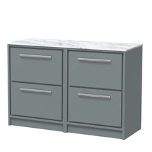 Hudson Reed Lille 1200mm Floor Standing 4 - drawer Vanity With Marble Worktop Contemp Coastal Grey MFC Smooth Matt,natural Marble 818x1210x460mm - LIL2333CMT2 - JJ Building Materials