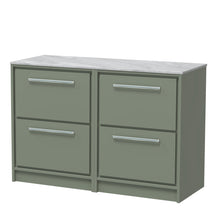 Hudson Reed Lille 1200mm Floor Standing 4 - drawer Vanity With Marble Worktop Contemp Fern Green MFC Smooth Matt,natural Marble 818x1210x460mm - LIL3133GMT2 - JJ Building Materials
