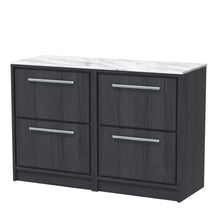 Hudson Reed Lille 1200mm Floor Standing 4 - drawer Vanity With Marble Worktop Contemp Graphite Grey Woodgrain MFC Textured Woodgrain,natural Marble 818x1210x460mm - LIL2233CMT2 - JJ Building Materials